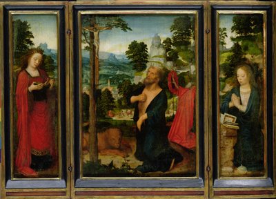 Triptyque avec Saint Jérôme, Sainte Catherine et Marie Madeleine - Adriaen Isenbrandt or Isenbrant